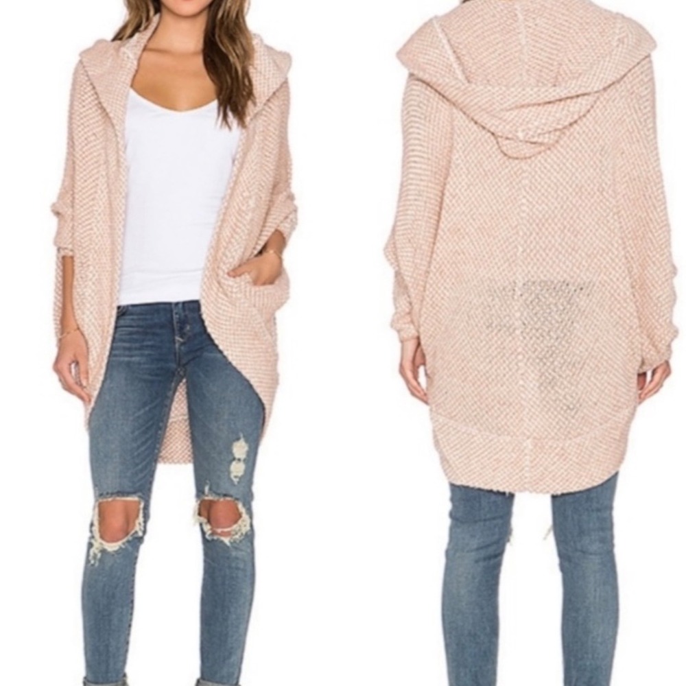 Free People Hooded Dolman Sleeve Knit Cardigan Sweater‎ Open Front - Size S